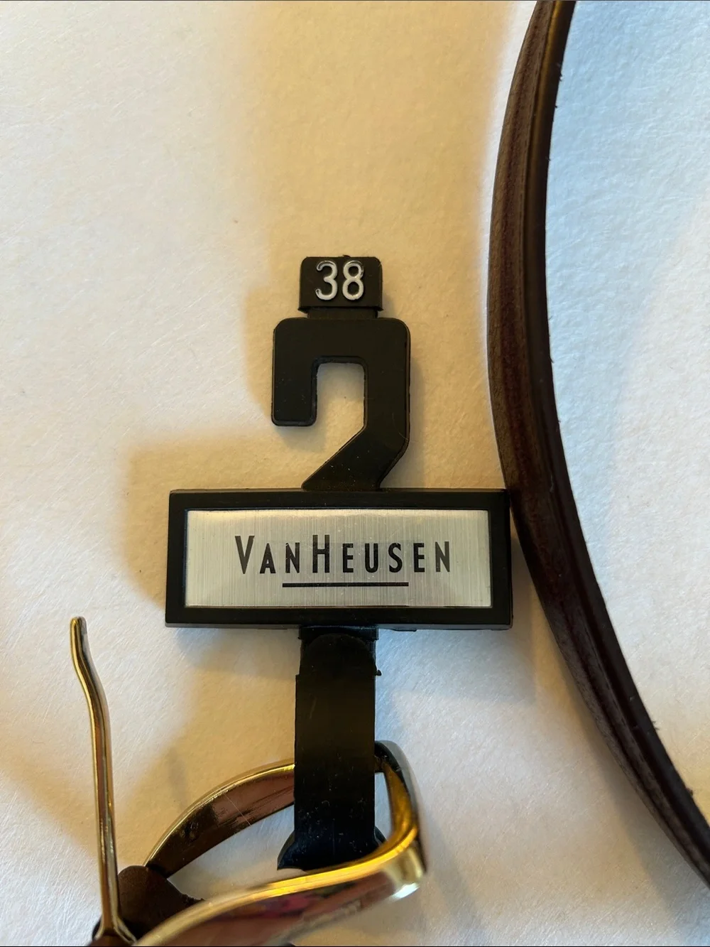 Van Heusen Brown Leather Belt with Gold Buckle
